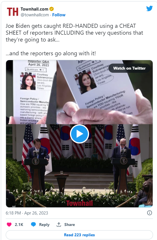Joe Biden Caught Using Cheat Sheet with Reporters Question Written on ...
